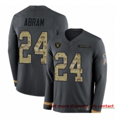 Raiders 24 Johnathan Abram Anthracite Salute to Service Men Stitched Football Limited Therma Long Sleeve Jersey
