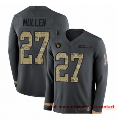 Raiders 27 Trayvon Mullen Anthracite Salute to Service Men Stitched Football Limited Therma Long Sleeve Jersey