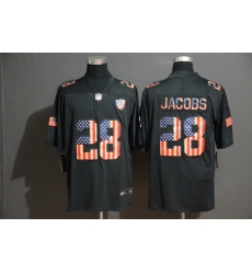 Raiders 28 Josh Jacobs 2019 Black Salute To Service USA Flag Fashion Limited Jersey