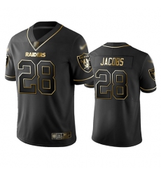 Raiders 28 Josh Jacobs Black Men Stitched Football Limited Golden Edition Jersey