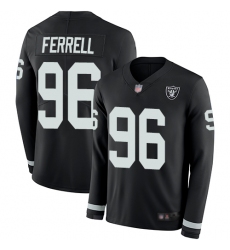 Raiders 96 Clelin Ferrell Black Team Color Men Stitched Football Limited Therma Long Sleeve Jersey