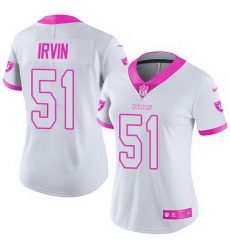 Nike Raiders #51 Bruce Irvin White Pink Womens Stitched NFL Limited Rush Fashion Jersey