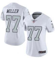 Nike Raiders #77 Kolton Miller White Womens Stitched NFL Limited Rush Jersey