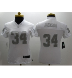 Nike Women Oakland Raiders #34 Jackson Platinum White Jerseys