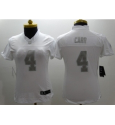 Nike Women Oakland Raiders #4 Carr Platinum White Jerseys