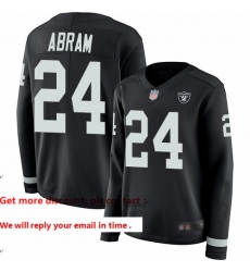 Raiders 24 Johnathan Abram Black Team Color Women Stitched Football Limited Therma Long Sleeve Jersey
