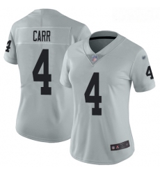 Raiders #4 Derek Carr Silver Women Stitched Football Limited Inverted Legend Jersey