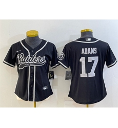 Women Las Vegas Raiders 17 Davante Adams Black With Patch Cool Base Stitched Baseball Jersey