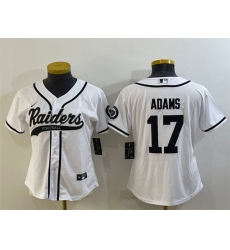 Women Las Vegas Raiders 17 Davante Adams White With Patch Cool Base Stitched Baseball Jersey