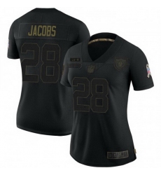 Women Las Vegas Raiders 28 Josh Jacobs Black Limited 2020 Salute To Service Jersey