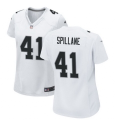 Women Las Vegas Raiders 41 Robert Spillane white 2023 Draft Vapor Limited Stitched Football Jersey