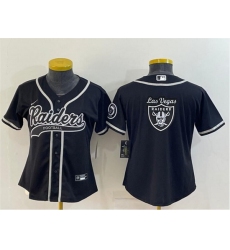 Women Las Vegas Raiders Black Team Big Logo With Patch Cool Base Stitched Baseball Jersey