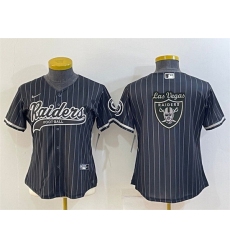 Women Las Vegas Raiders Black Team Big Logo With Patch Cool Base Stitched Baseball Jerseys