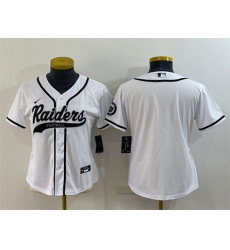 Women Las Vegas Raiders Blank White With Patch Cool Base Stitched Baseball Jersey