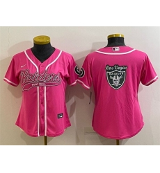 Women Las Vegas Raiders Pink Team Big Logo With Patch Cool Base Stitched Baseball Jersey