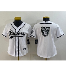 Women Las Vegas Raiders White Team Big Logo With Patch Cool Base Stitched Baseball Jersey