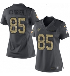 Women Nike Oakland Raiders 85 Derek Carrier Limited Black 2016 Salute to Service NFL Jersey