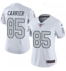 Women Nike Oakland Raiders 85 Derek Carrier Limited White Rush Vapor Untouchable NFL Jersey