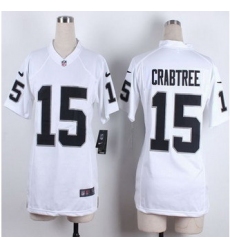 Women Nike Raiders #15 Michael Crabtree White Stitched NFL Elite Jersey