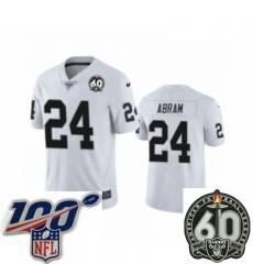 Women Oakland Raiders #24 Johnathan Abram White 60th Anniversary Vapor Untouchable Limited Player 100th Season Football Jersey