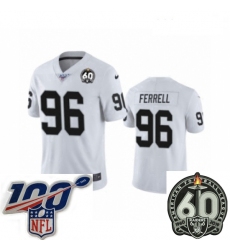 Women Oakland Raiders #96 Clelin Ferrell White 60th Anniversary Vapor Untouchable Limited Player 100th Season Football Jersey