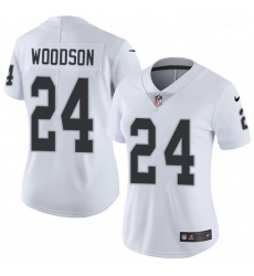 Womens Nike Oakland Raiders 24 Charles Woodson Elite White NFL Jersey