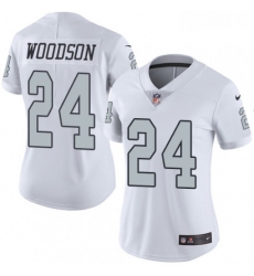 Womens Nike Oakland Raiders 24 Charles Woodson Elite White Rush Vapor Untouchable NFL Jersey