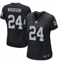 Womens Nike Oakland Raiders 24 Charles Woodson Game Black Team Color NFL Jersey