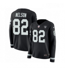Womens Nike Oakland Raiders 82 Jordy Nelson Limited Black Therma Long Sleeve NFL Jersey