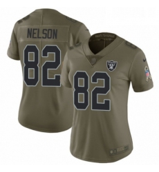 Womens Nike Oakland Raiders 82 Jordy Nelson Limited Olive 2017 Salute to Service NFL Jersey