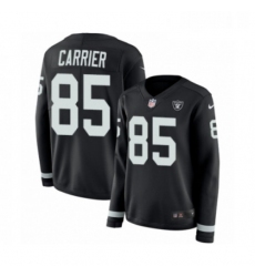 Womens Nike Oakland Raiders 85 Derek Carrier Limited Black Therma Long Sleeve NFL Jersey