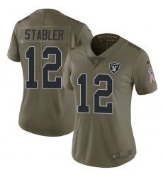Womens Nike Raiders #12 Kenny Stabler Olive  Stitched NFL Limited 2017 Salute to Service Jersey