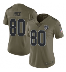 Womens Nike Raiders #80 Jerry Rice Olive  Stitched NFL Limited 2017 Salute to Service Jersey