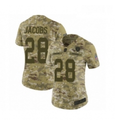 Womens Oakland Raiders 28 Josh Jacobs Limited Camo 2018 Salute to Service Football Jersey