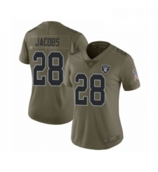 Womens Oakland Raiders 28 Josh Jacobs Limited Olive 2017 Salute to Service Football Jersey
