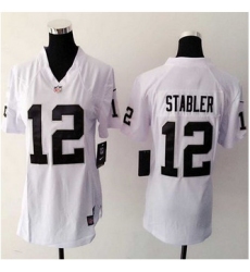 women New Raiders #12 Kenny Stabler White NFL Elite Jersey