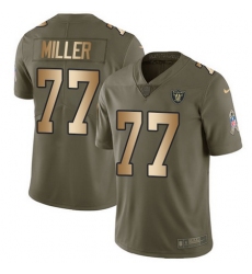 Nike Raiders #77 Kolton Miller Olive Gold Youth Stitched NFL Limited 2017 Salute to Service Jersey