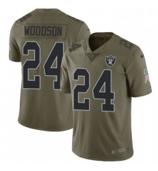 Youth Nike Oakland Raiders 24 Charles Woodson Limited Olive 2017 Salute to Service NFL Jersey