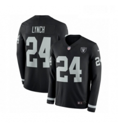Youth Nike Oakland Raiders 24 Marshawn Lynch Limited Black Therma Long Sleeve NFL Jersey