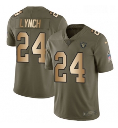 Youth Nike Oakland Raiders 24 Marshawn Lynch Limited OliveGold 2017 Salute to Service NFL Jersey