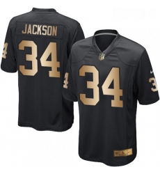 Youth Nike Oakland Raiders 34 Bo Jackson Elite BlackGold Team Color NFL Jersey