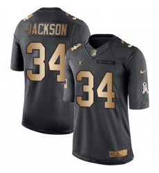 Youth Nike Oakland Raiders 34 Bo Jackson Limited BlackGold Salute to Service NFL Jersey