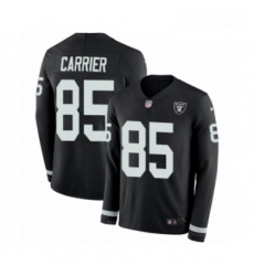 Youth Nike Oakland Raiders 85 Derek Carrier Limited Black Therma Long Sleeve NFL Jersey