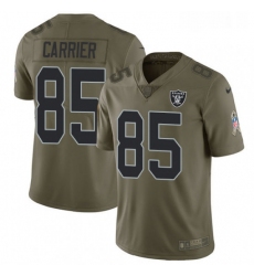 Youth Nike Oakland Raiders 85 Derek Carrier Limited Olive 2017 Salute to Service NFL Jersey