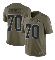 Youth Nike Raiders #70 Kelechi Osemele Olive Stitched NFL Limited 2017 Salute to Service Jersey