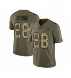 Youth Oakland Raiders 28 Josh Jacobs Limited Olive Camo 2017 Salute to Service Football Jersey