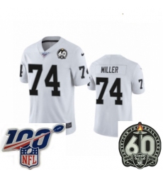 Youth Oakland Raiders #74 Kolton Miller White 60th Anniversary Vapor Untouchable Limited Player 100th Season Football Jersey