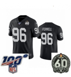 Youth Oakland Raiders #96 Clelin Ferrell Black 60th Anniversary Vapor Untouchable Limited Player 100th Season Football Jersey