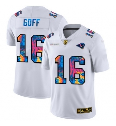 Los Angeles Rams 16 Jared Goff Men White Nike Multi Color 2020 NFL Crucial Catch Limited NFL Jersey