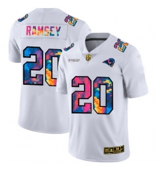 Los Angeles Rams 20 Jalen Los Angeles Ramsey Men White Nike Multi Color 2020 NFL Crucial Catch Limited NFL Jersey